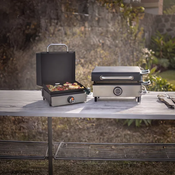 Plancha de gas 17" de mesa con tapa