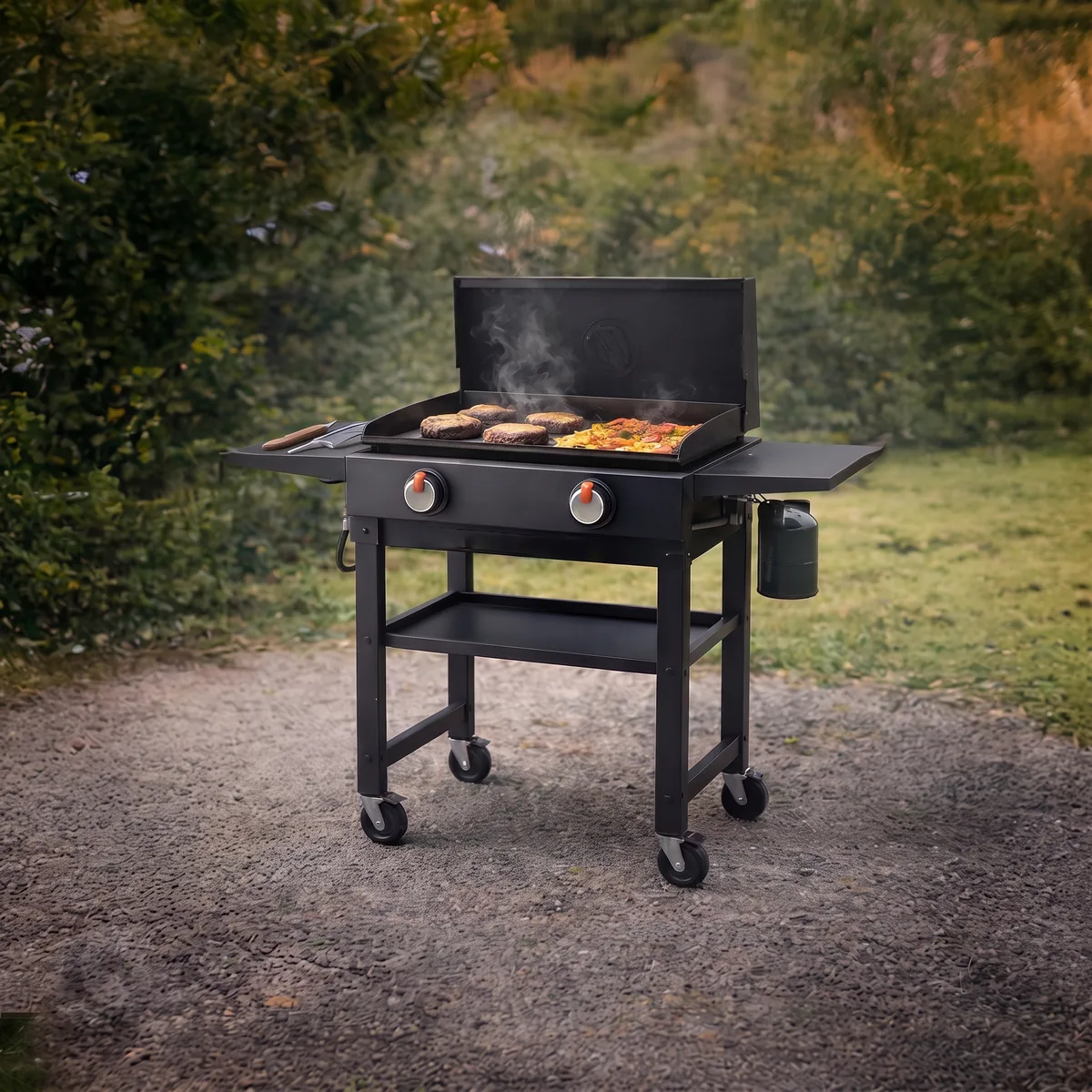 Plancha de gas 28" con tapa rígida